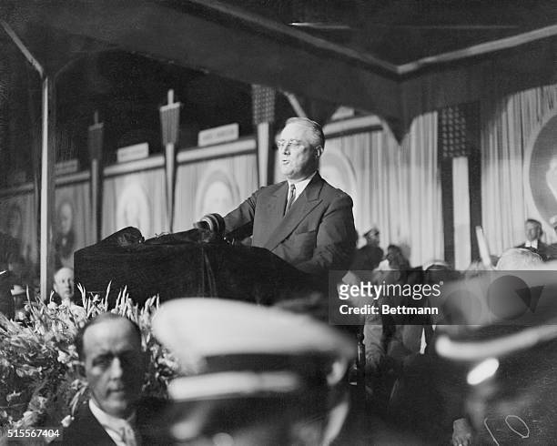 June 27, 1936: President declares war on "Princes of Privilege" speaking at Franklin Field, Philadelphia before an audience of more than 100,000....