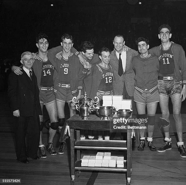 New York, New York: Winner Of The National Invitation Tournament. St. John's University basketball team, winner of the National Invitation Basketball...