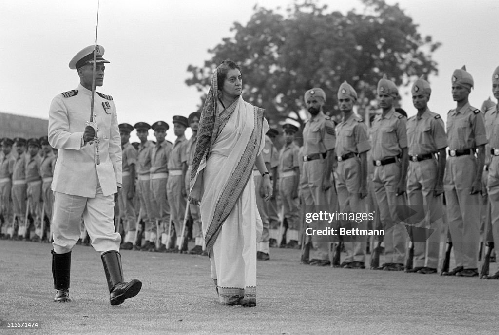 Gandhi Inspecting Guard Of Honor