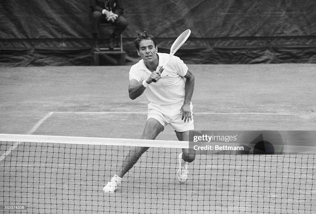 Pancho Gonzales in Tennis Action