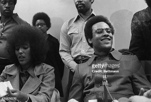 Black Panther leader Huey Newton holds a press conference in San Francisco after returning from a meeting with Chinese Premier Chou En-lai in China....