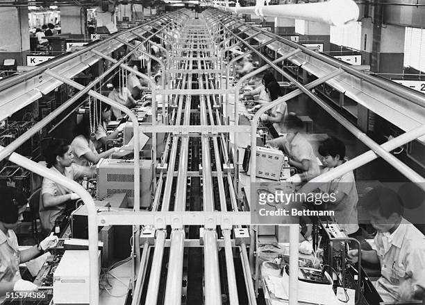 Assembly lines of Sony Trinitron of Tokyo, Japan. 7/22/1970.