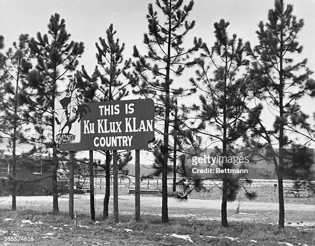January 22, 1971-Road Sign---Smithfield, North Carolina: Contrary to what many people believe, the KU Klux Klan still makes its mark in parts of the...