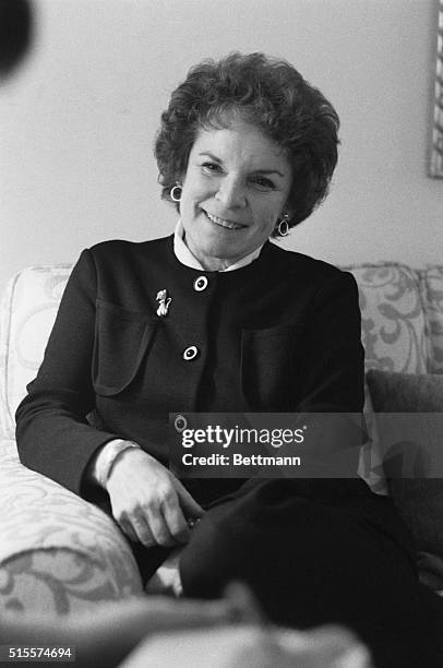 February 13, 1972-New York:Veteran actress of radio, Broadway, the screen and television, Mercedes McCambridge holds a picture taken on the night in...