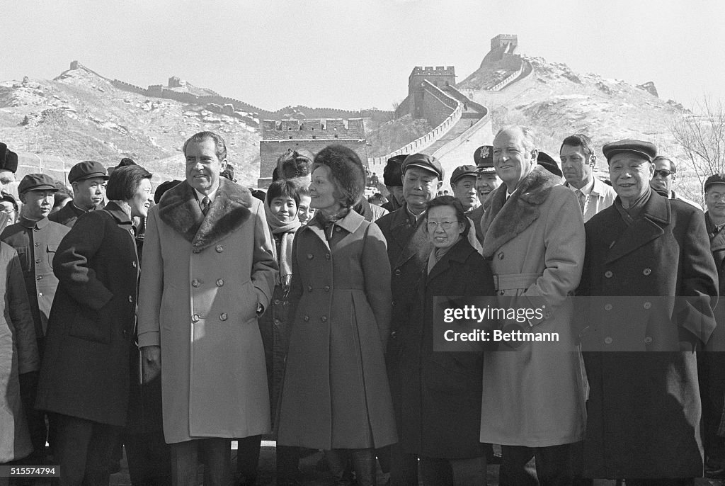 President Nixon At Great Wall Of China