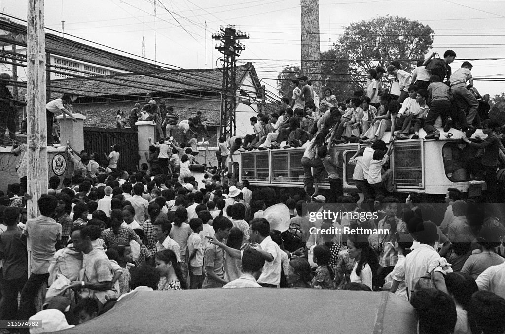 Vietnamese Civilians Crowding in Front of the US Embassy