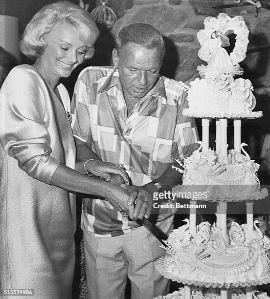 Palm Springs, CA: Frank Sinatra and bride, the former Barbara Marx, who were wed July 11 at the home of Walter Annenberg, former US Ambassador to the...