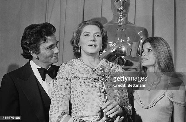 Actress Katharine Ross is among those who pay tribute to actress Ingrid Bergman at the Academy Awards Ceremonies in Los Angeles April 8. Miss Bergman...