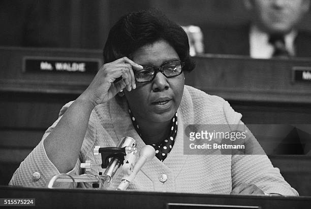 Congresswoman Barbara Jordan delivers her opening remarks on July 25 during the House Judiciary Committee's hearings on the issue of the impeachment...