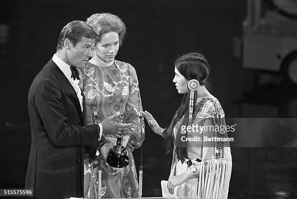 At the 1973 Academy Awards, Sacheen Littlefeather refuses the Academy Award for Best Actor on behalf of Marlon Brando who won for his role in The...