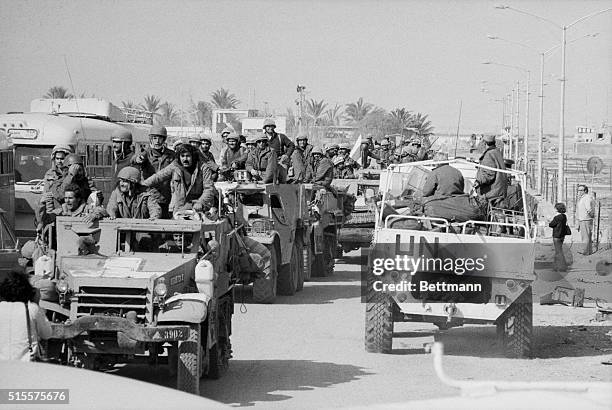 Israeli Halftrack Cheering Israeli soldiers on half-tracks and command cars pass a ...