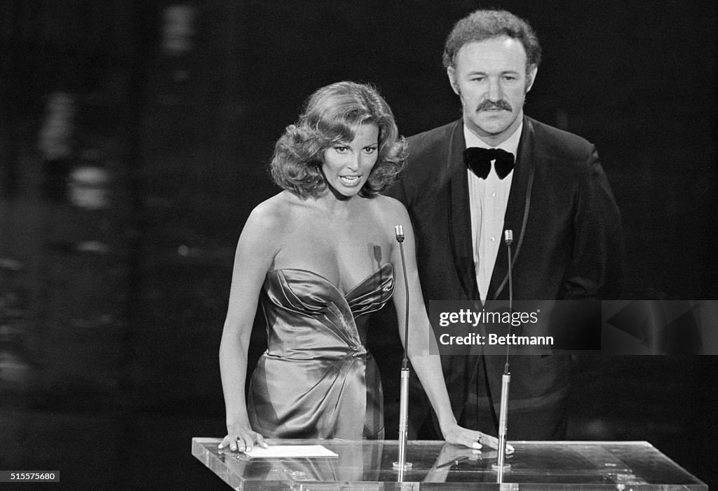 Raquel Welch and Gene Hackman at Academy Awards