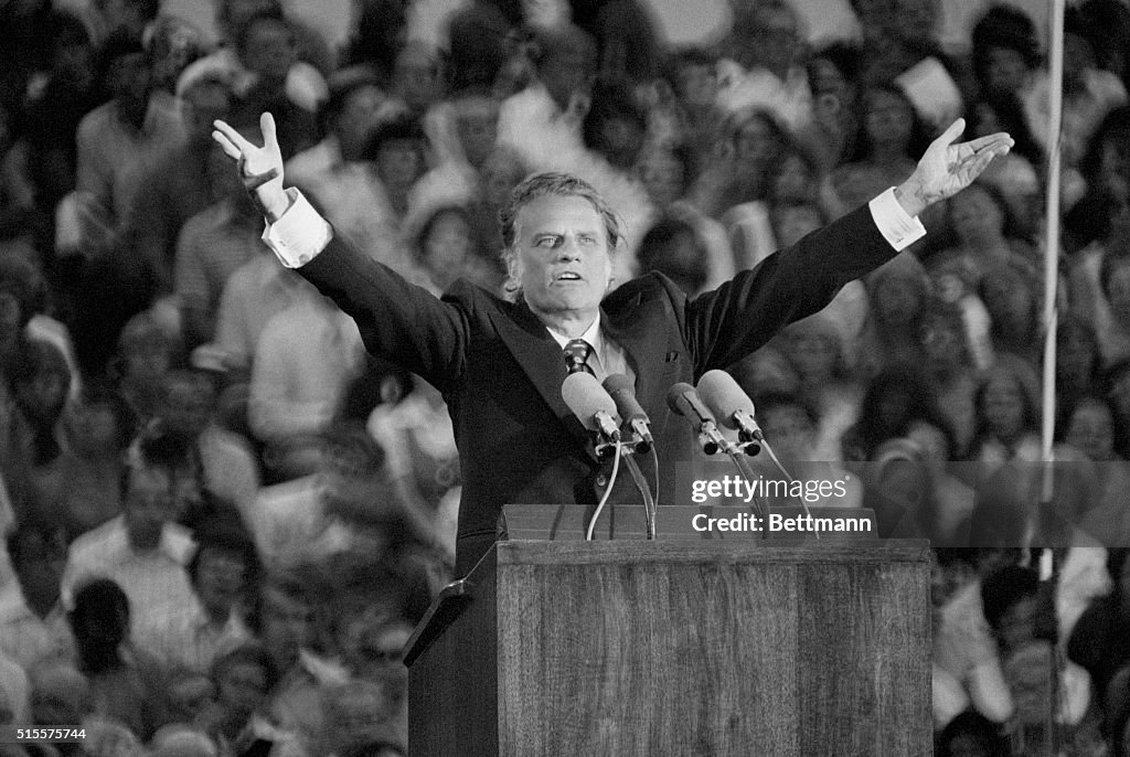 Billy Graham Preaching to an Audience