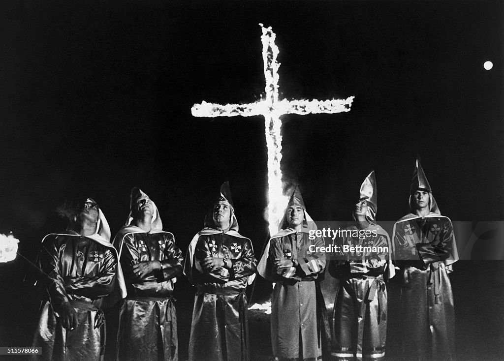 Klansmen Burning Cross At Stone Mountain