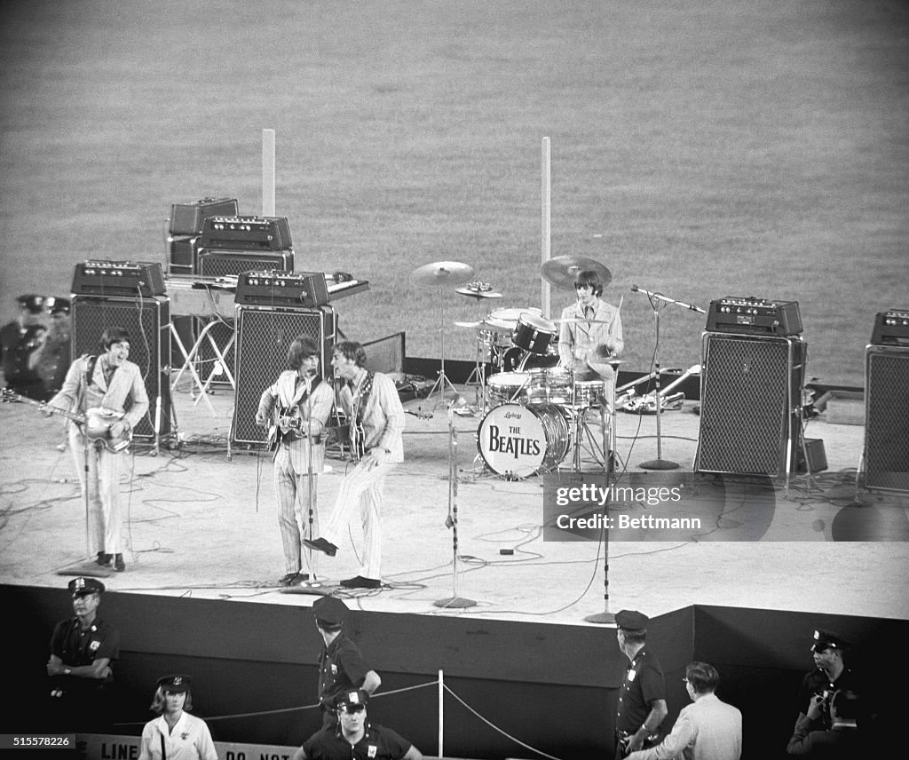 Beatles Performing at Shea Stadium