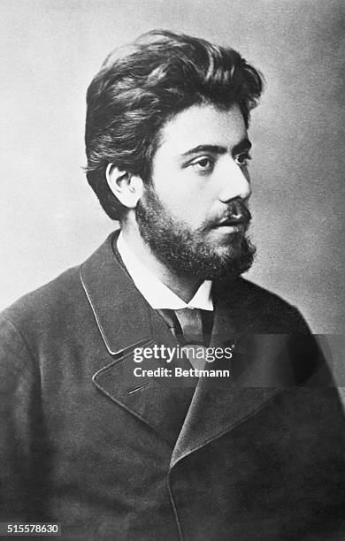 Mahler, Gustav , Austrian composer. Photograph showing him as a young man with full beard during his stay at Prague. Undated.