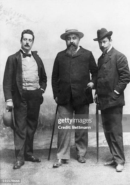 Puccini with his librettists, Illich and Gracasa. Photograph, 1890. BPA2# 3478