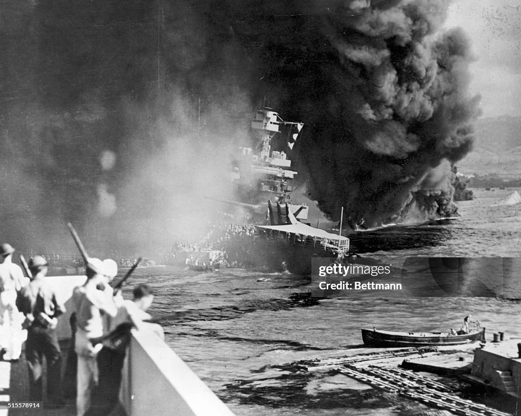 USS California Sinking in Pearl Harbor