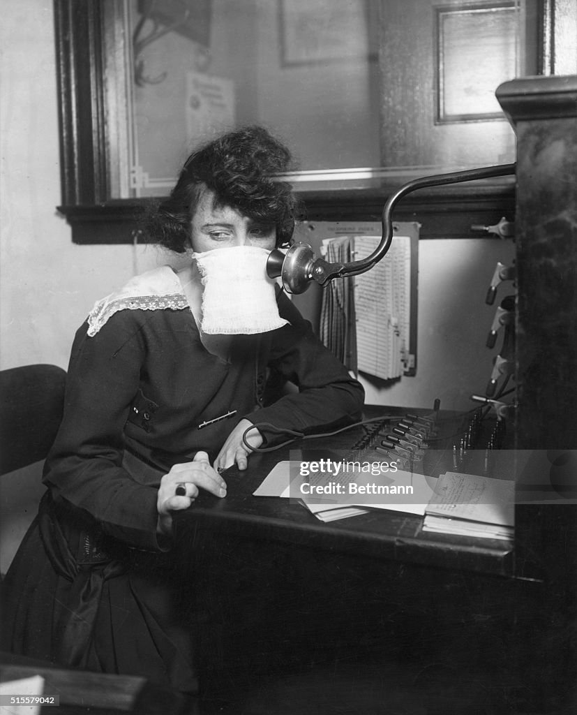 Telephone Operator With Mask