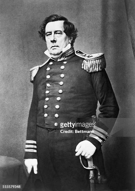 Commodore Matthew Calbraith Perry , the man who "opened Japan." From undated daguerreotype by Mathew Brady.