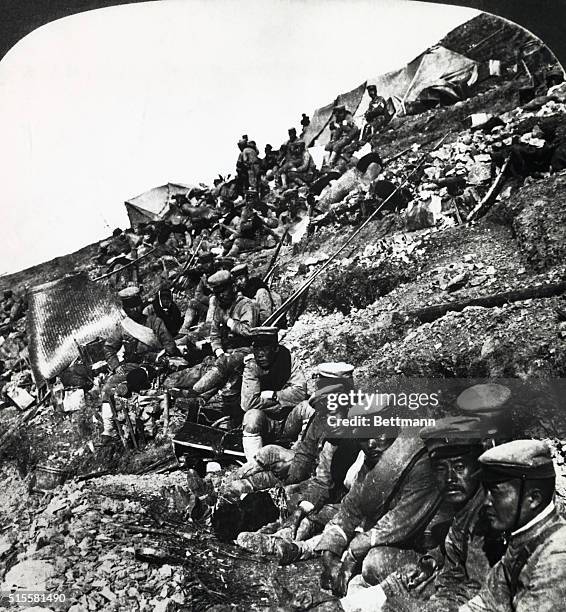 Russo-Japanese War: Japanese troops ready for the fight. Undated photograph.