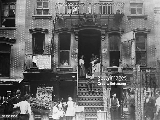 New York, NY-ORIGINAL CAPTION READS: Street scene of lower east side. Photograph, 1910.