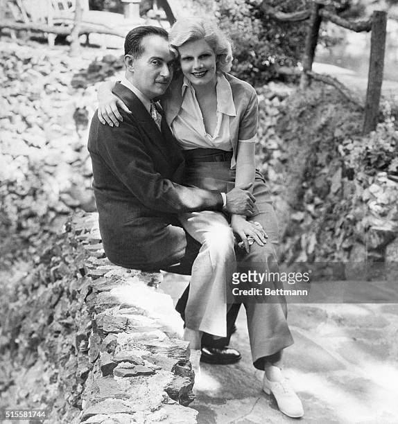 Paul Bern, noted producer, scenario writer and studio executive, whose suicide has shocked the country, and his bride, Jean Harlow, famous for her...