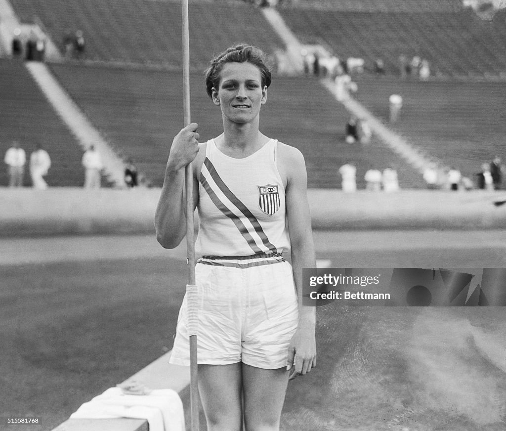 Babe Didrikson Holding Javelin