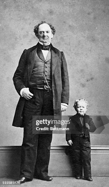 Tom Thumb and his sponsor P. T. Barnum. Photograph. BPA2# 694