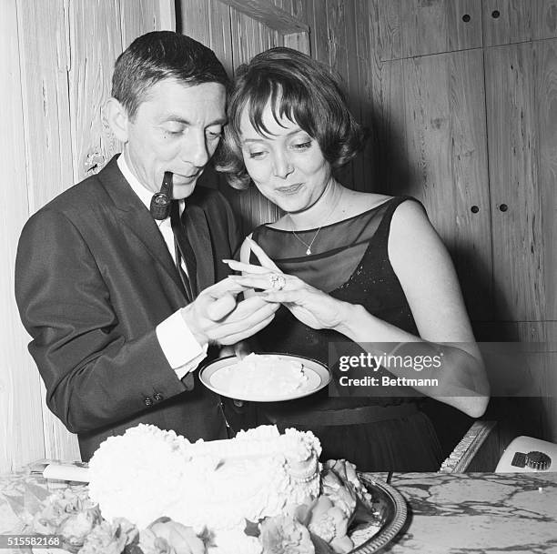 Actress Carolyn Jones, seen here with her husband, producer Aaron Spelling, was surprised twice when friends helped the pair celebrate their 10th...