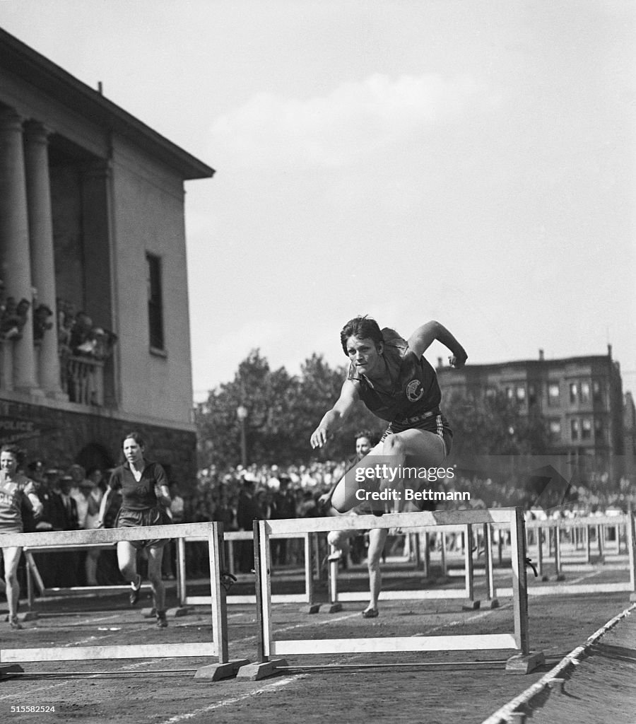 Babe Didrikson Winning the Hurdle Event