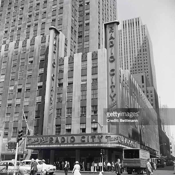 New York, NY: Exterior view of Radio City Music Hall in New York City.