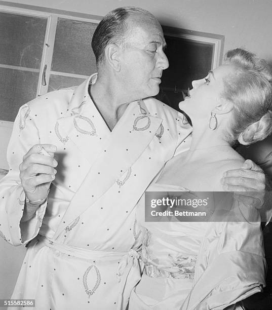 Las Vegas, NV: Sultry Zsa Zsa Gabor gets a lesson in love-making from suave Noel Cowrd, prototype of the sophisticated, cigarette-in-hand school of...