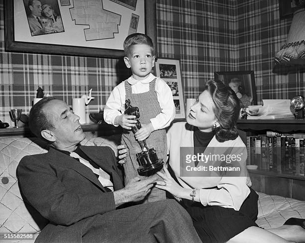 Stephen Bogart is only three years old, too young to wear the menacing expression of his famous father, Humphrey Bogart. The elder Bogart won an...
