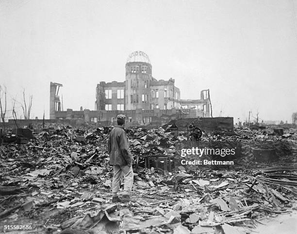 The wrecked framework of the Museum of Science and Industry as it appeared shortly after the blast. City officials recently decided to preserve this...