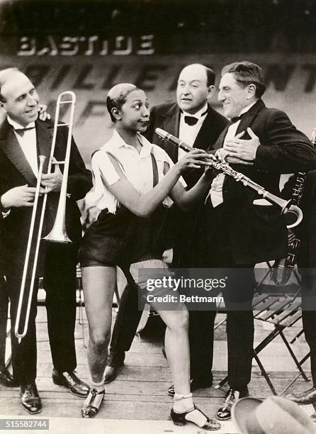 Josophine Baker on stage in musical skit. Undated photograph.