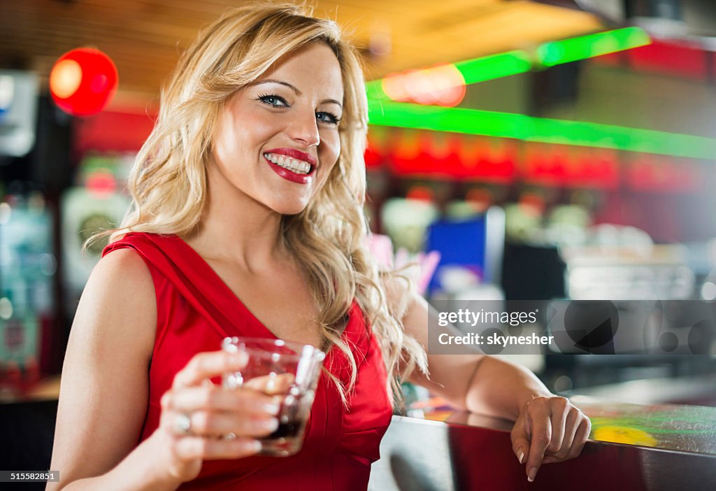 Woman in a bar.