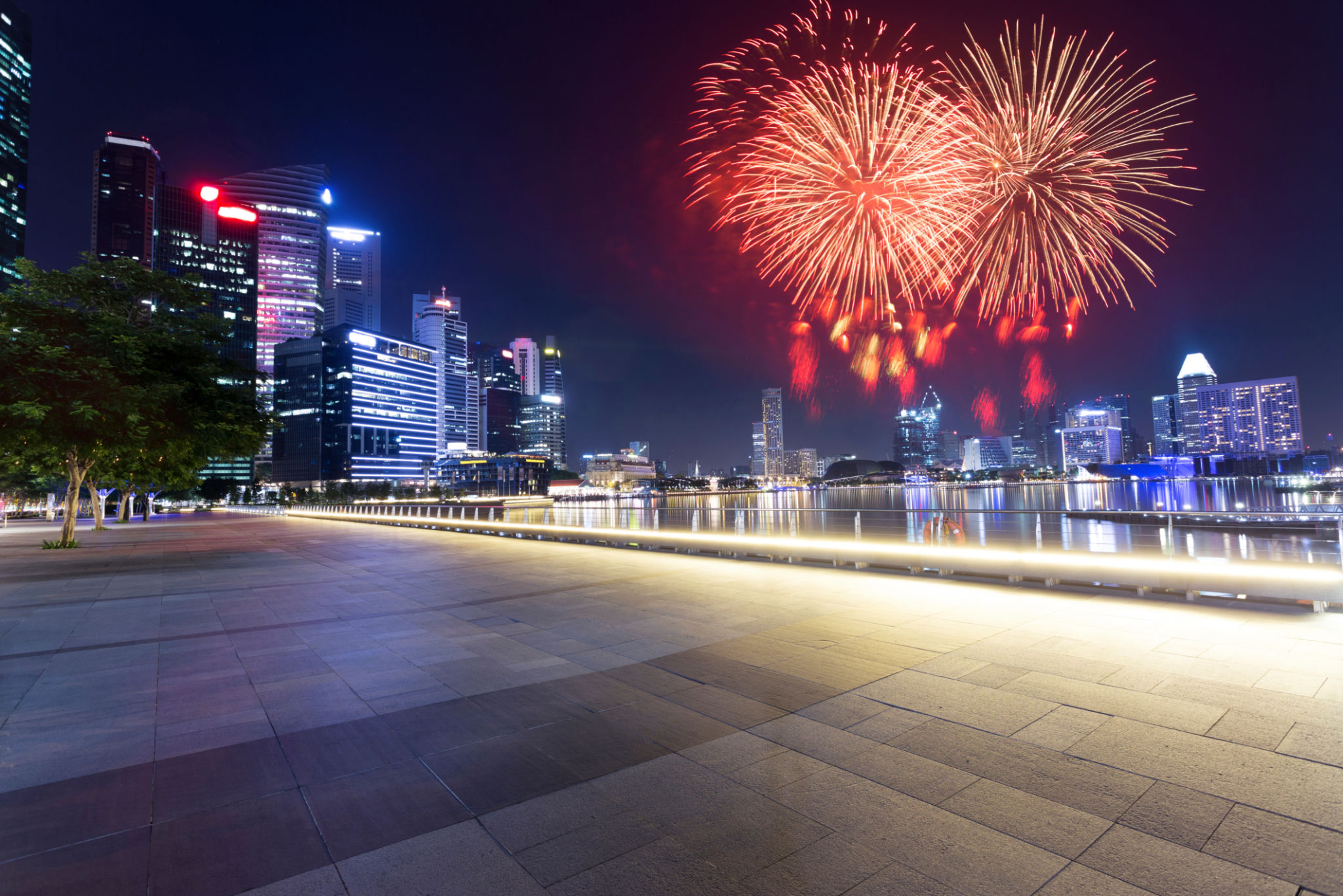 fireworks over city