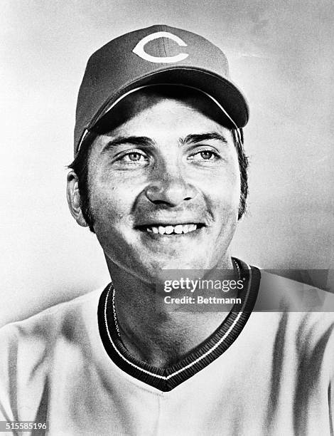 Closeup of Johnny Bench, catcher for the Cincinnati Reds. Filed 4/16/72