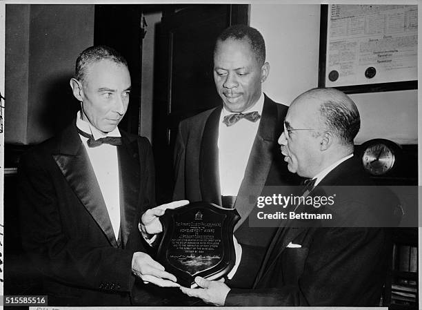 Philadelphia, PA: The Pyramid Club of Philadelphia presented an achievement award to Dr. J. Robert Oppenheimer at a dinner held at the Club. Pictured...