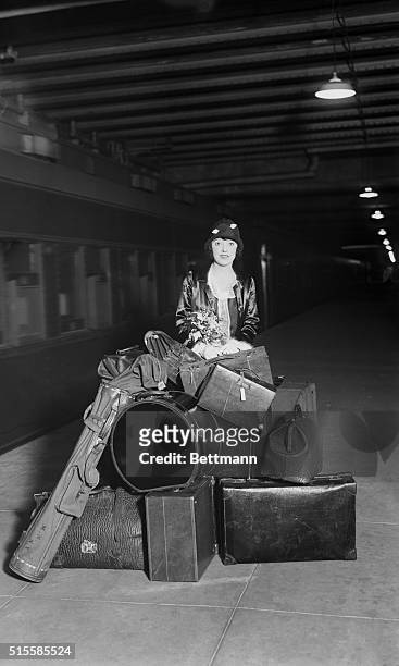 Movie star Mabel Normand arrives at Grand Central Station from California with a large pile of luggage containing her wardrobe for a new movie she is...