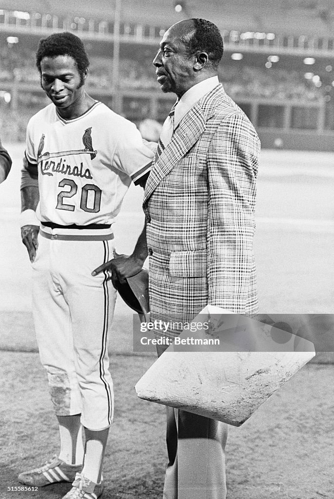 James "Cool Papa" Bell Presents Base To Lou Brock