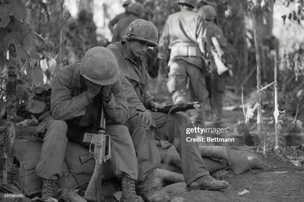 Troops Rest After Taking Hill 875