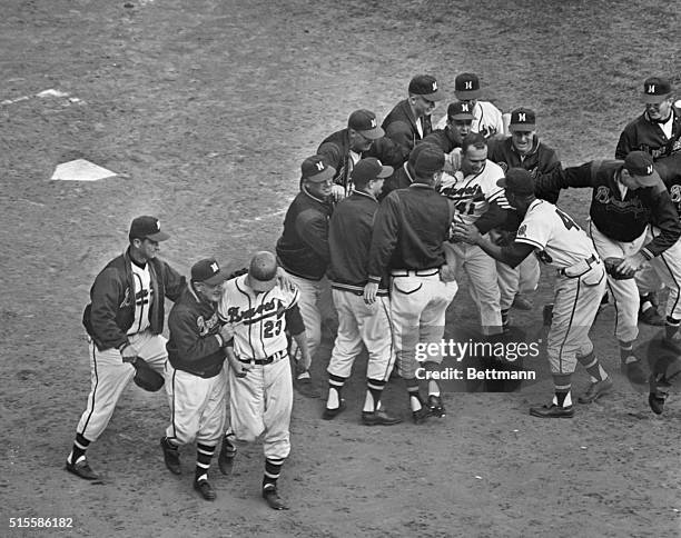 Milwaukee, WI: No one in Milwaukee cared two whoops in a rainbarrel for the Soviet satellite or anything else when Eddie Mathews of the Braves...