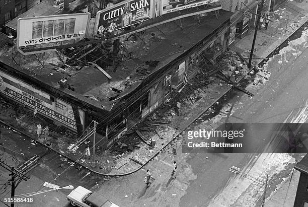 Newark, NJ- This Aerial view shows a violently looted section of New Jersey's largest city after it witnessed a second night of racial disorder, late...