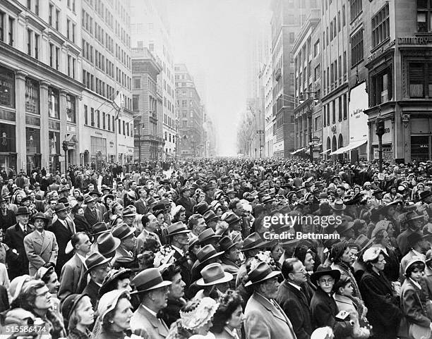 New York, NY: Photo shows the crowd at the Easter Parade on Fifth Avenue, NYC.