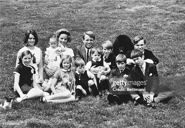 Robert Kennedy with his wife and their ten children. Ca. 1965. Filed, 4/30/1982.