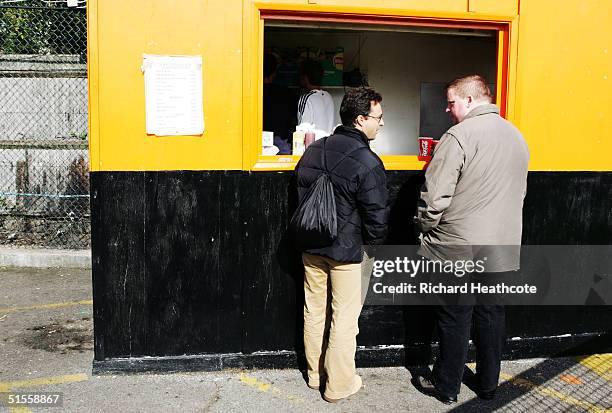 Barnet fans buy refreshments prior to the Nationwide Conference match between Barnet and Dagenham and Redbridge at Underhill Stadium on October 9,...