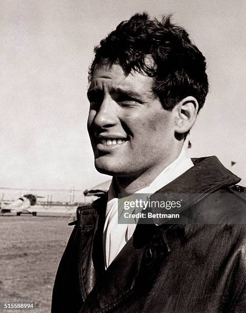 Scott Newman, son of actor Paul Newman, is shown in this head and shoulders close-up as he stands on the set of the movie "Thre Great Waldo Pepper."