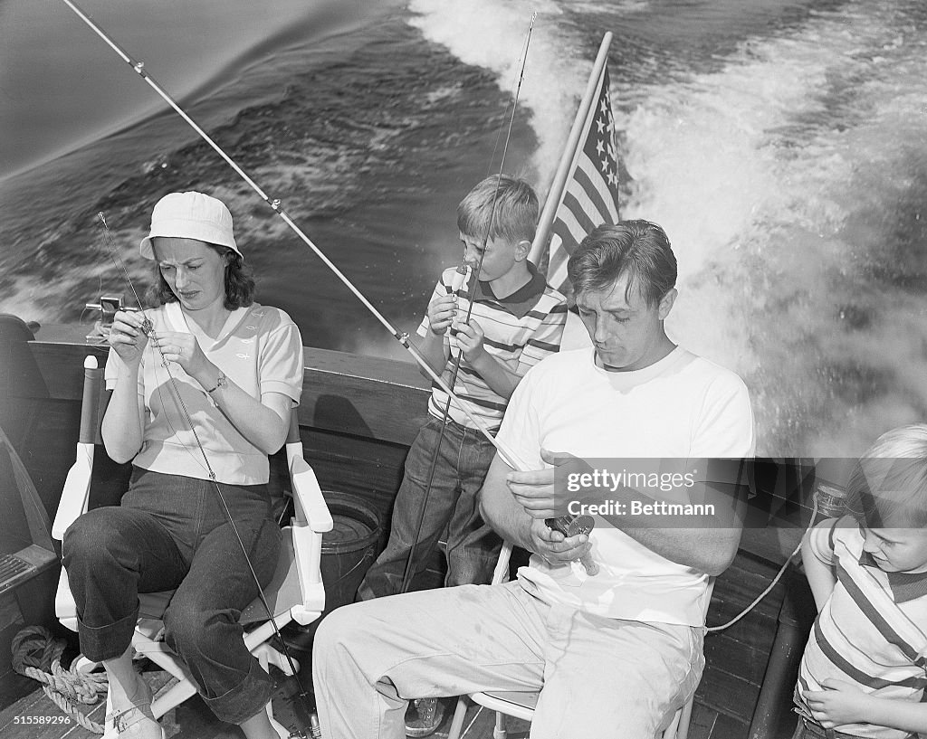 Robert Mitchum and Family Fishing on Lake Mead